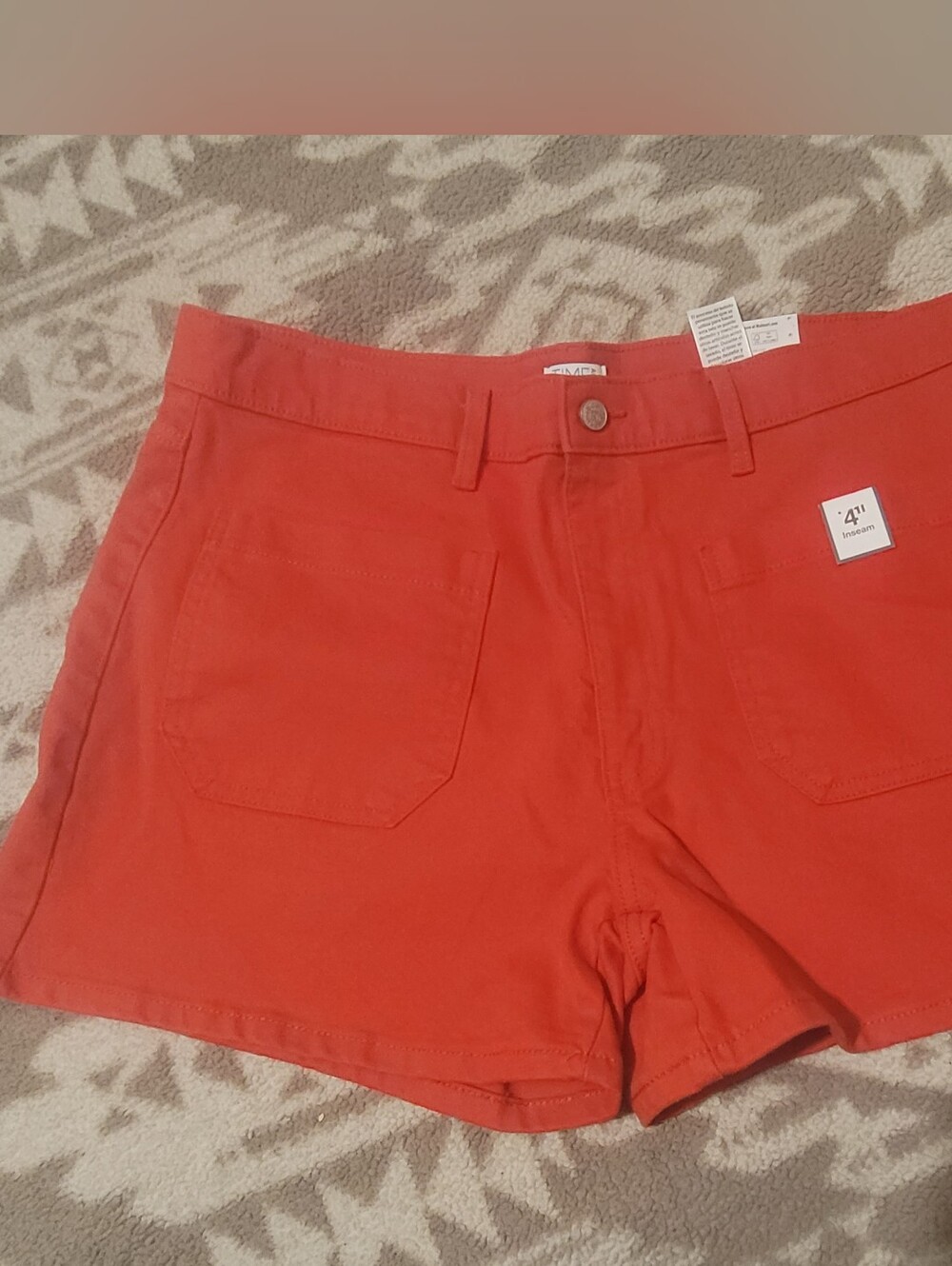 Time and Tru Red High-Rise Casual Shorts